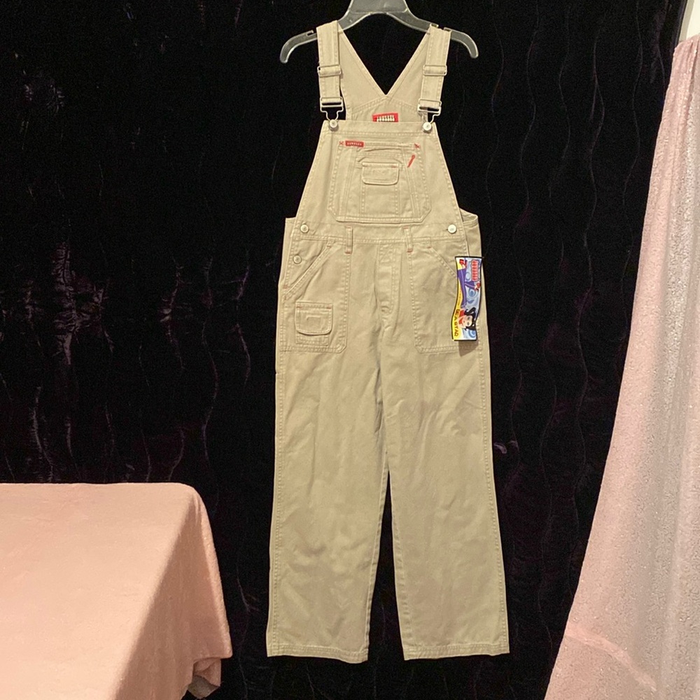 SQUEEZE khaki overalls with adjustable straps and pockets size medium #1281